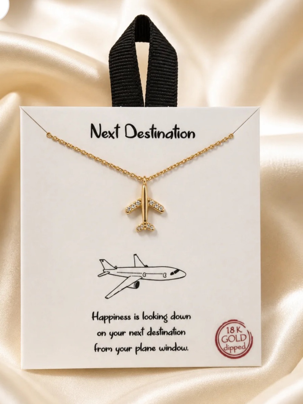 18K Gold Dipped Airplane Pendant Necklace - “Next Destination”